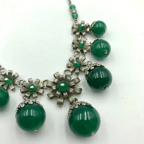 Vintage German Machine Age Chrysoprase Drop Necklace 1930s - Image 4