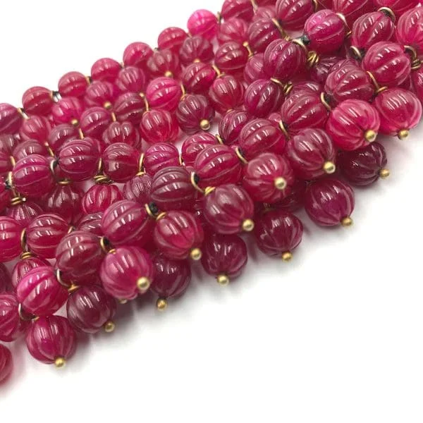 Vintage Natural Ruby Melon Bead Bracelet - Image 5