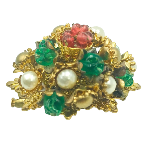 French Louis Rousselet Cluster Filigree Brooch