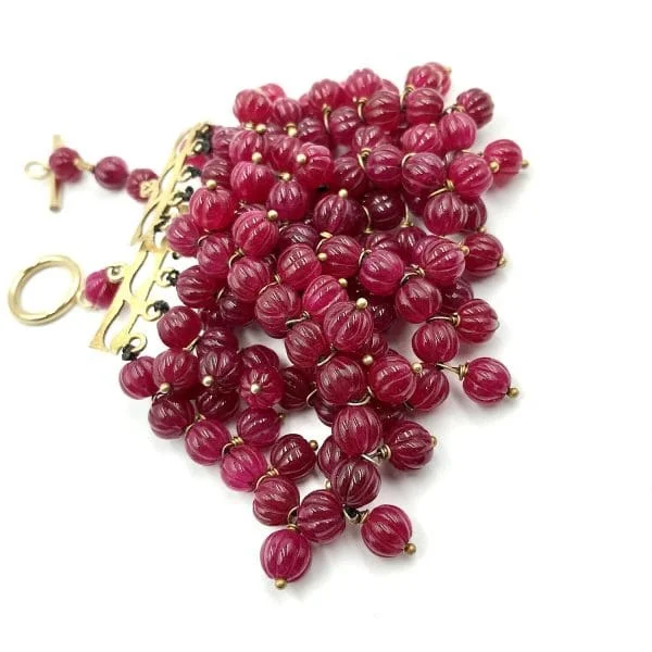 Vintage Natural Ruby Melon Bead Bracelet - Image 3