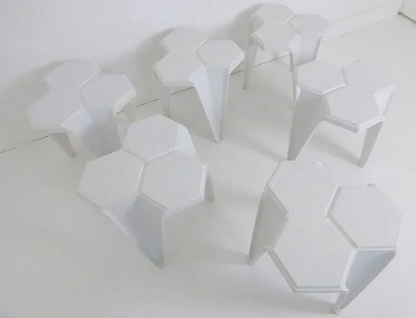 Set of 6 Vintage White Mensa Stacking Stools/Nest of Tables By Jasp For Hexagon Designs - Image 3