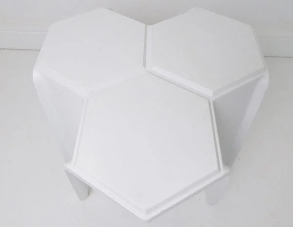 Set of 6 Vintage White Mensa Stacking Stools/Nest of Tables By Jasp For Hexagon Designs - Image 6