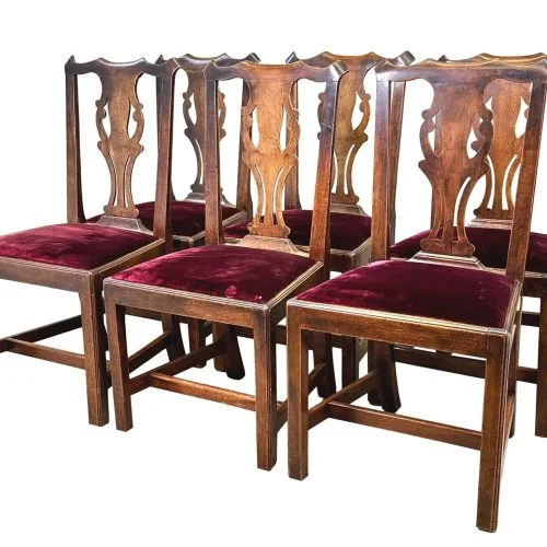 Set Of Six Georgian Walnut Dining Chairs