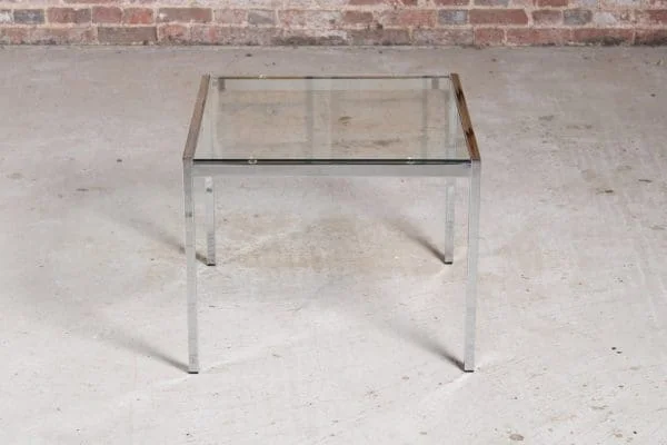 Mid Century chrome and glass square coffee table, circa 1970s - Image 3