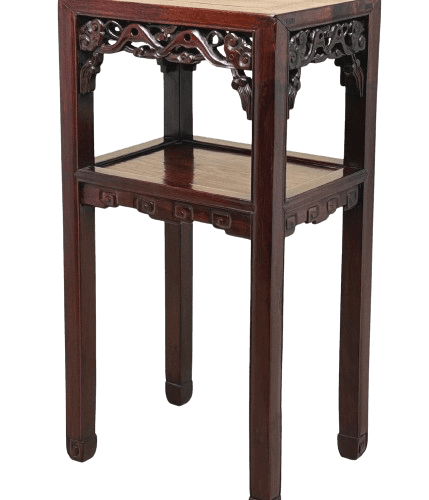 Oriental Hardwood Two Tier Lamp Table
