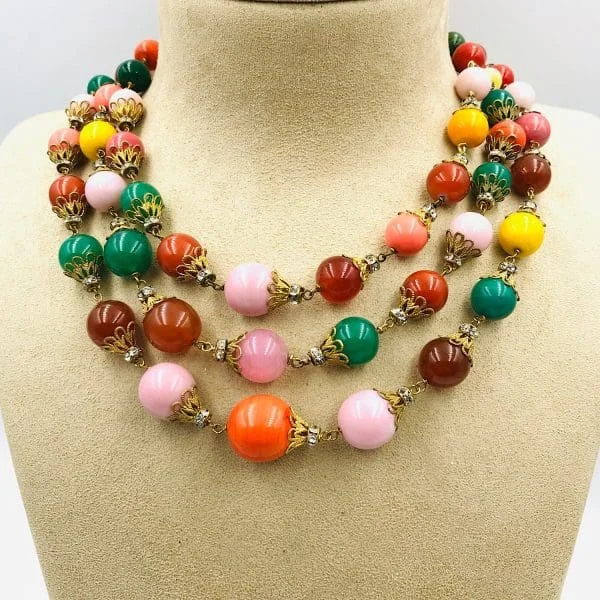 Vintage Chanel Multi Colour Gripoix Glass Bead Necklace Circa 1950s - Image 7