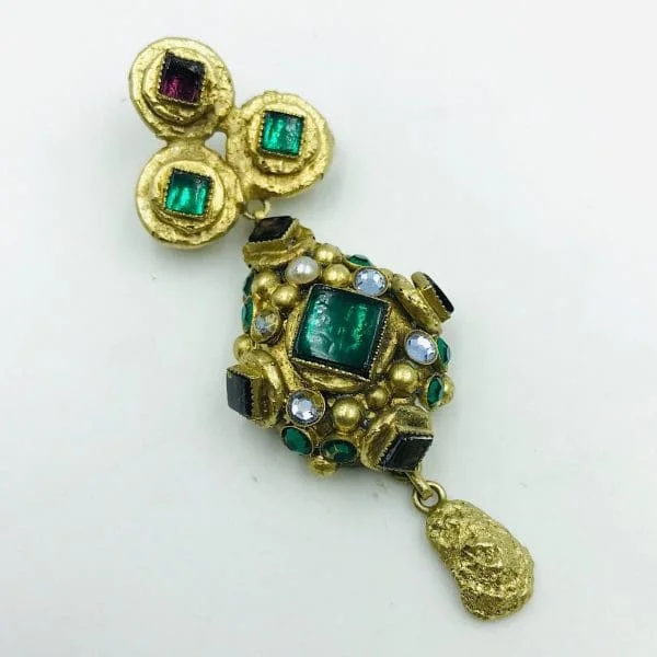 Vintage Henry Perichon French Renaissance Drop Brooch - Image 2