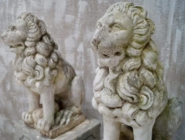 Pair of Proud Stone Cast French Sitting Lions - Image 7