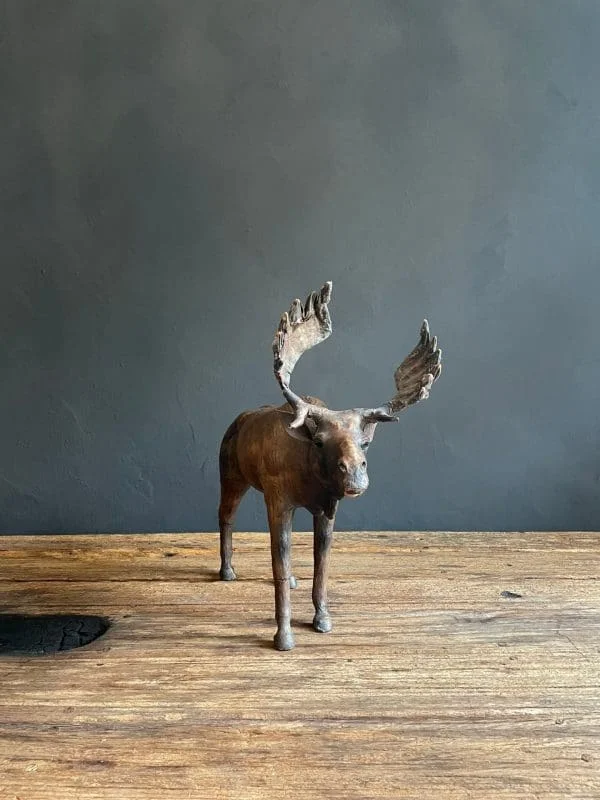 Vintage Leather Moose Figure - Image 5