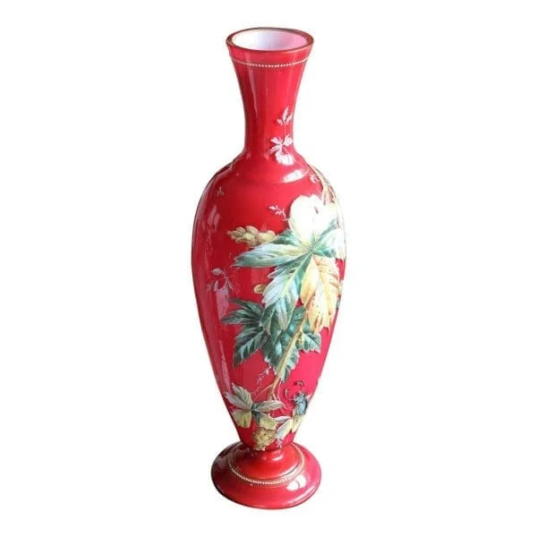 LARGE FRENCH ENAMEL GLASS VASE - Image 2