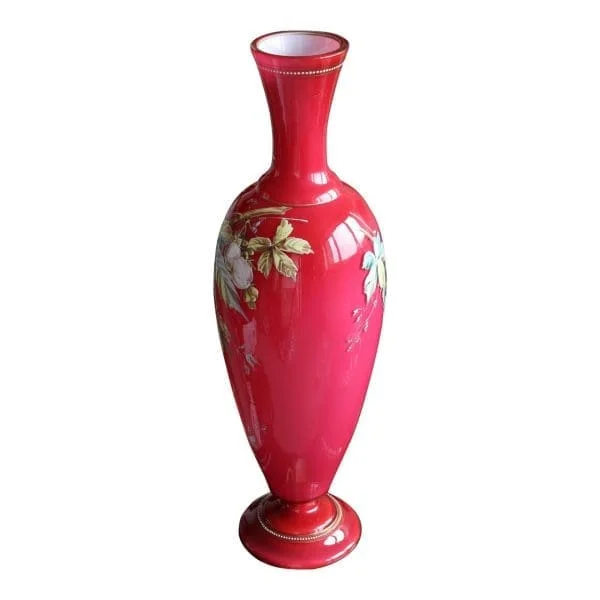 LARGE FRENCH ENAMEL GLASS VASE - Image 3