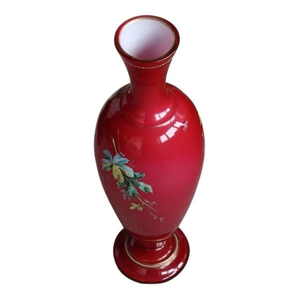 LARGE FRENCH ENAMEL GLASS VASE - Image 4