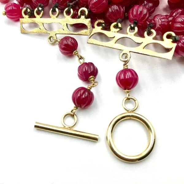 Vintage Natural Ruby Melon Bead Bracelet - Image 6