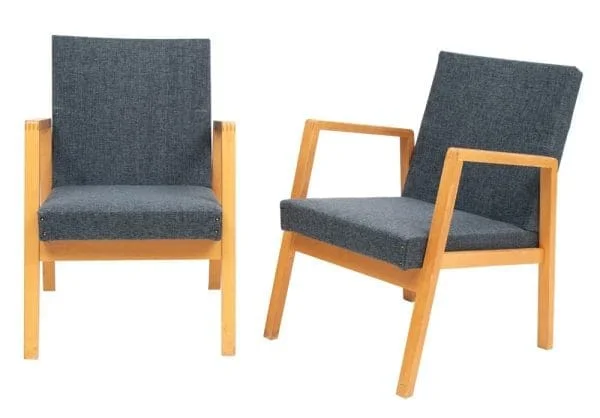 Pair of Vintage Upholstered Hallway Chairs 54/404 by Alvar Aalto