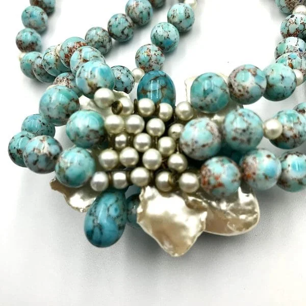 Vintage Louis Rousselet Turquoise Matrix Necklace and Earrings Circa 1950s - Image 4