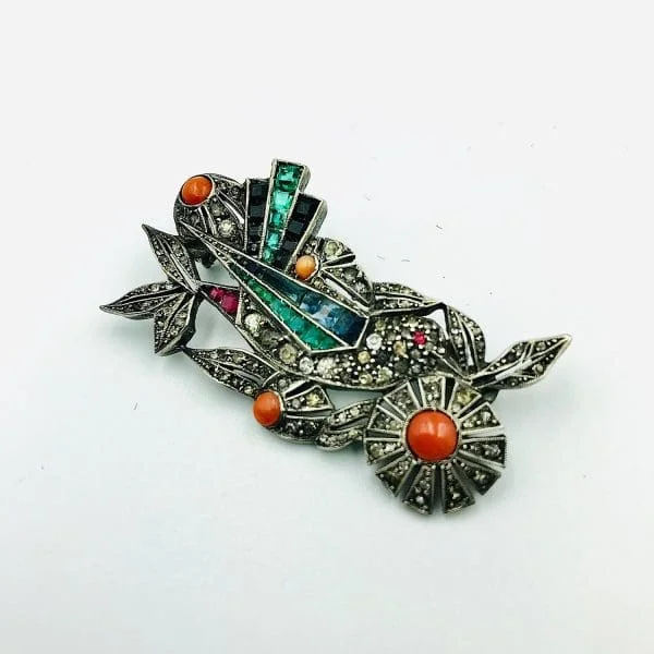 German Art Deco Silver and Paste Brooch Circa 1920 - Image 3