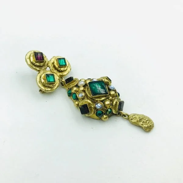 Vintage Henry Perichon French Renaissance Drop Brooch - Image 3