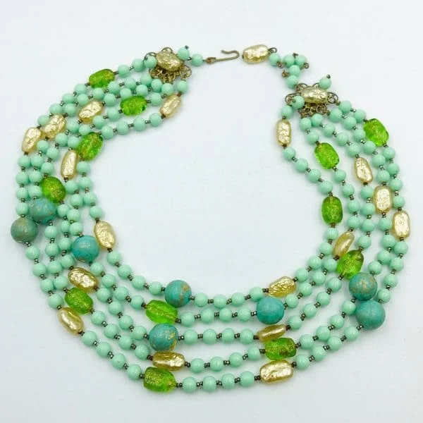 Vintage Louis Rousselet Green Bead Necklace Circa 1940s - Image 2