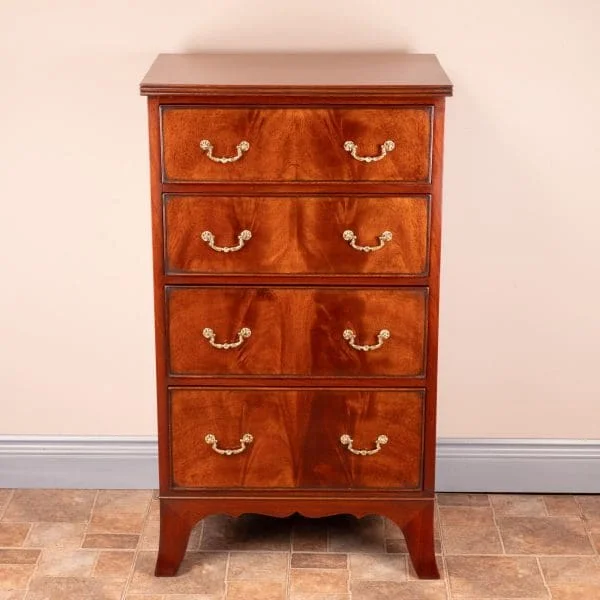 Narrow Mahogany Four Drawer Chest Of Drawers