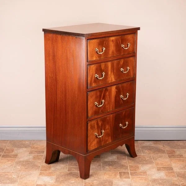 Narrow Mahogany Four Drawer Chest Of Drawers - Image 9