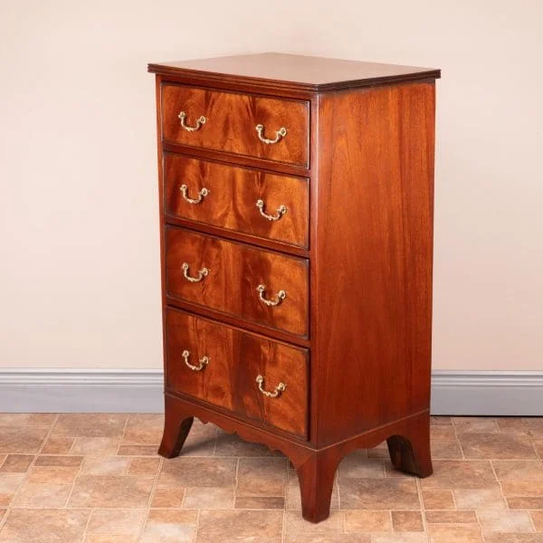 Narrow Mahogany Four Drawer Chest Of Drawers - Image 4