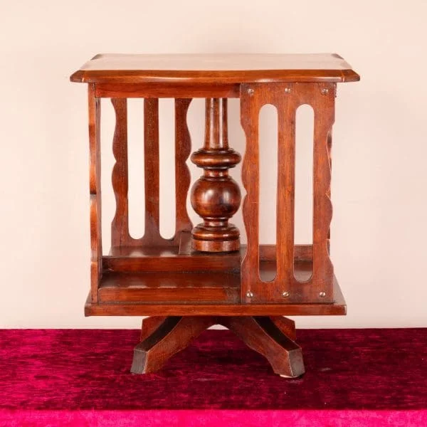 Inlaid Mahogany Table Top Revolving Bookcase