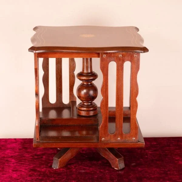 Inlaid Mahogany Table Top Revolving Bookcase - Image 5