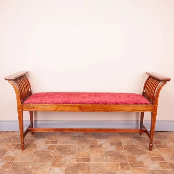 Edwardian Inlaid Walnut Window Seat