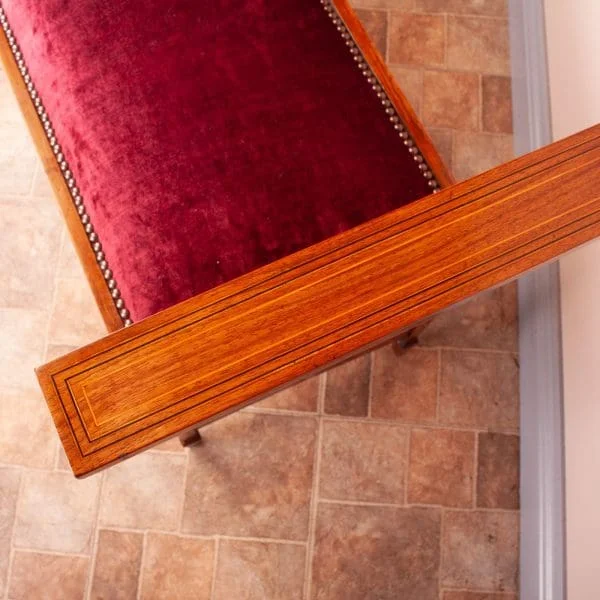 Edwardian Inlaid Walnut Window Seat - Image 7