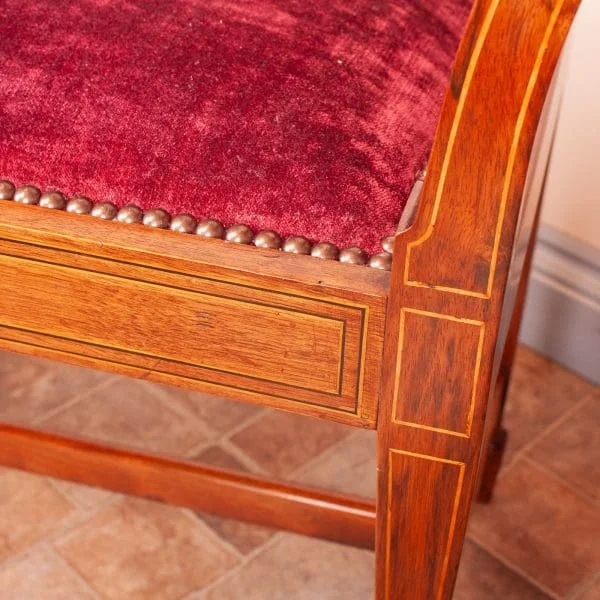 Edwardian Inlaid Walnut Window Seat - Image 4