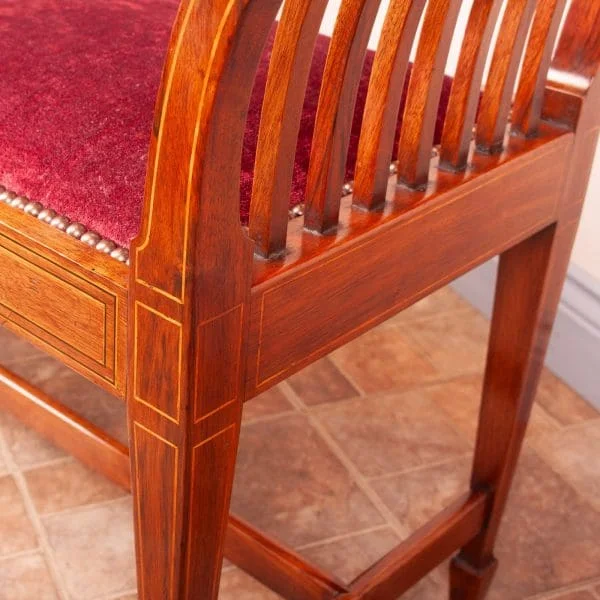 Edwardian Inlaid Walnut Window Seat - Image 3