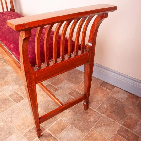 Edwardian Inlaid Walnut Window Seat - Image 2