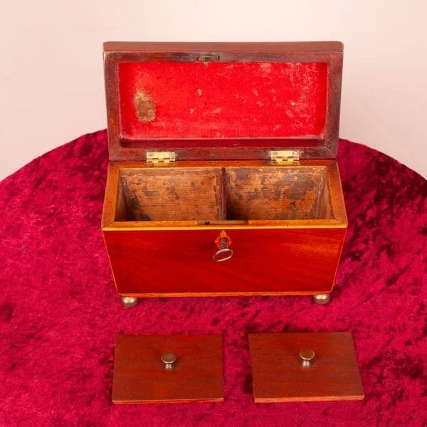 Small 19th C Mahogany Tea Caddy