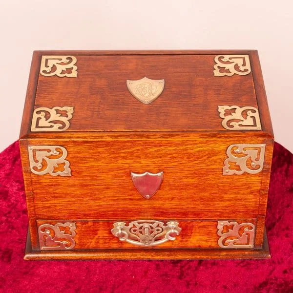 Victorian Oak Stationery Box