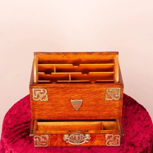 Victorian Oak Stationery Box - Image 10