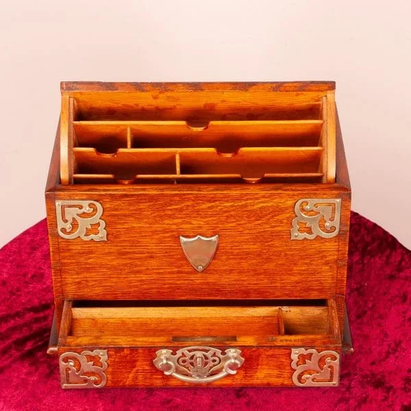 Victorian Oak Stationery Box - Image 11