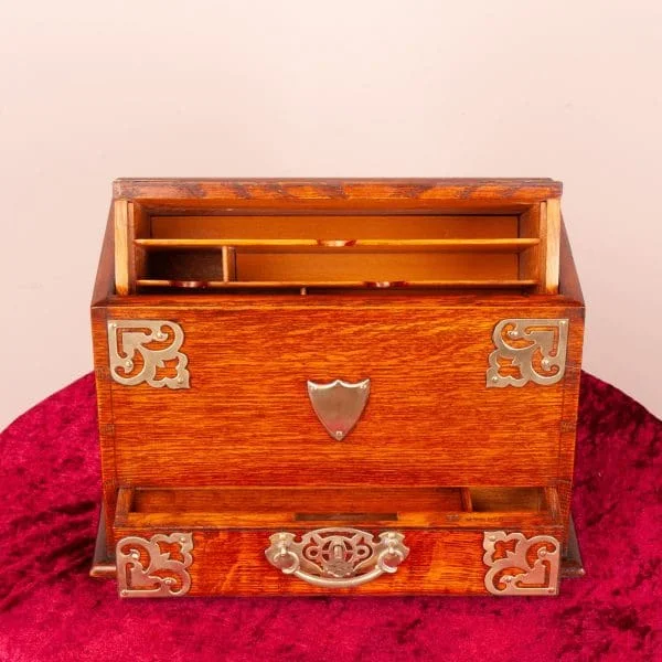 Victorian Oak Stationery Box - Image 12