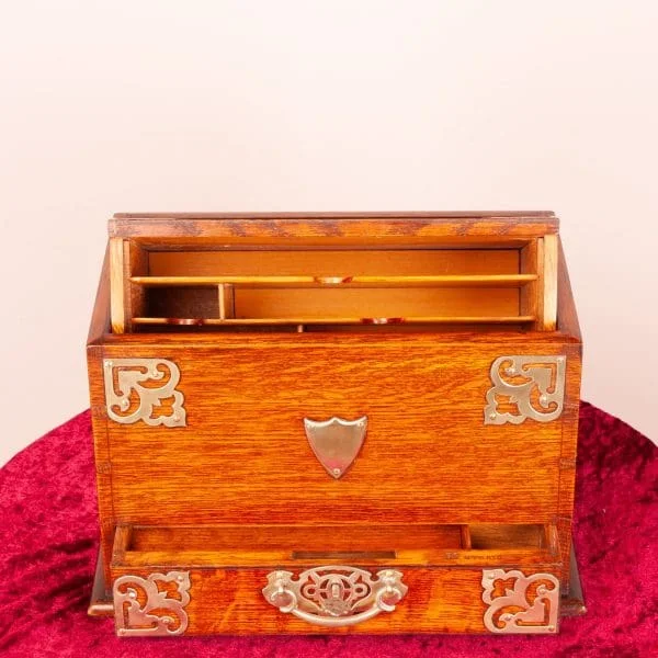 Victorian Oak Stationery Box - Image 13