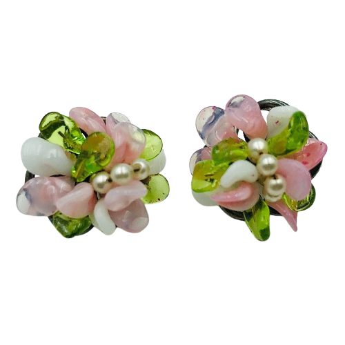 French Louis Rousselet Pastel Floret Earrings