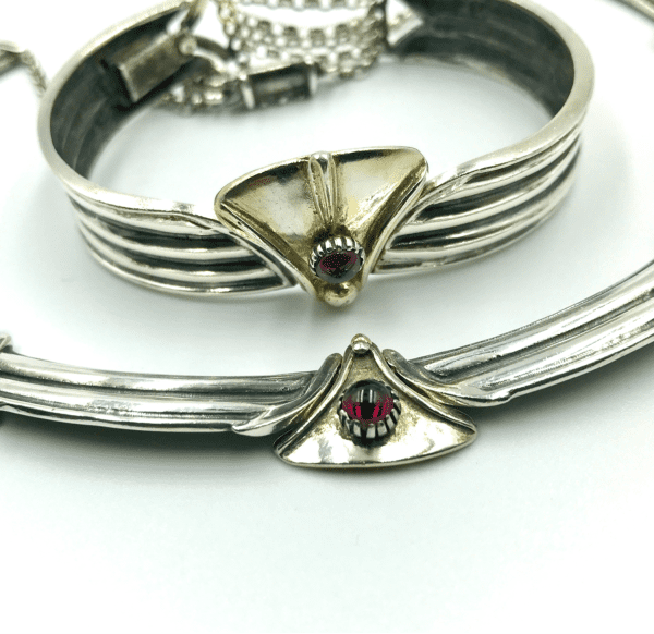 Art Deco German Silver and Garnet Necklace and Bracelet - Image 5