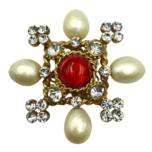 Maltese Cross Gripoix Brooch by Chanel