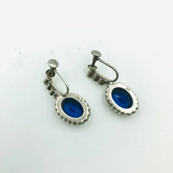 Vintage Knoll and Pregizer Sapphire Drop Earrings Circa 1950s - Image 5