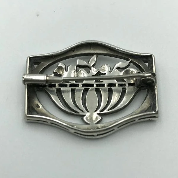 French Art Deco Silver and Paste Basket Brooch Circa 1920s - Image 3