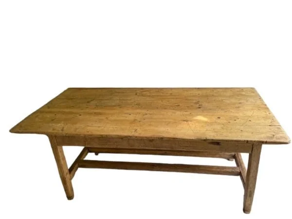 Antique-Double-Stretcher-Pine-Farmhouse -Table