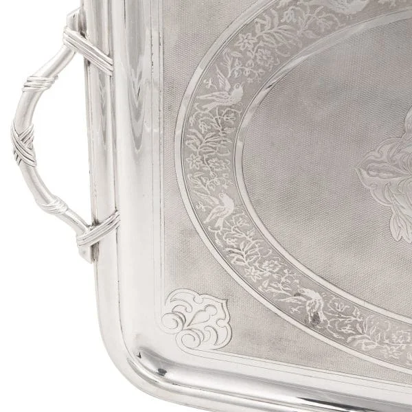 Antique Late 19th Century Silver Plated Tea Tray by Christofle, France - Image 12