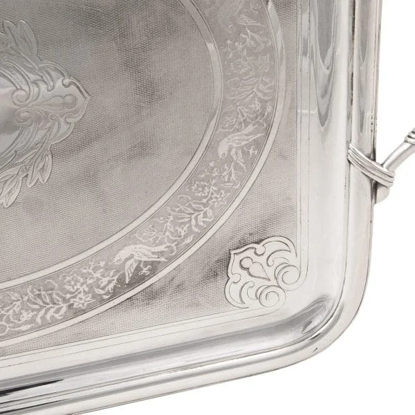 Antique Late 19th Century Silver Plated Tea Tray by Christofle, France - Image 13