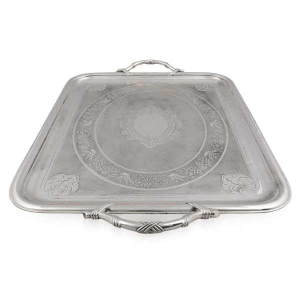 Antique Late 19th Century Silver Plated Tea Tray by Christofle, France - Image 4