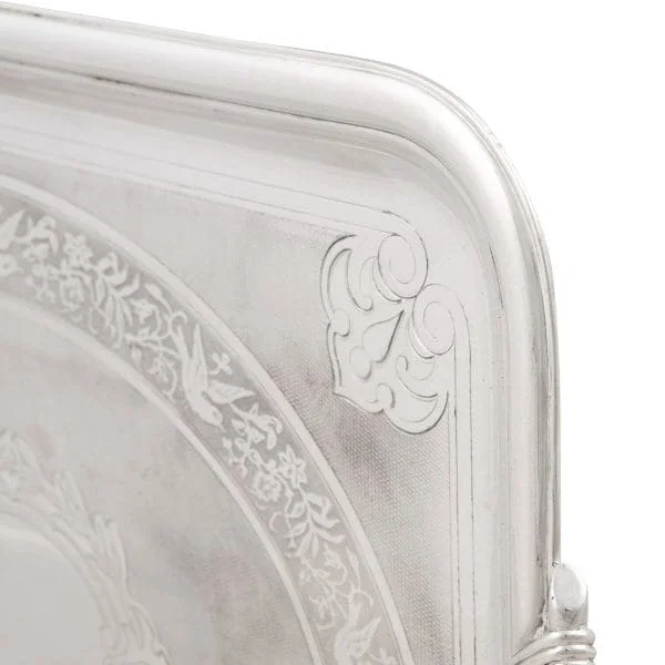 Antique Late 19th Century Silver Plated Tea Tray by Christofle, France - Image 10