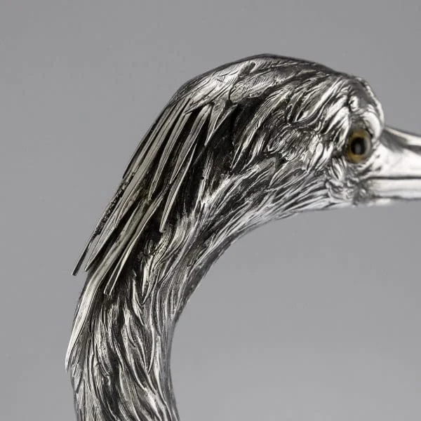 Antique Ornamental Solid Silver Figure of a Stork, Hanau Circa 1900 - Image 11