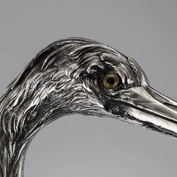 Antique Ornamental Solid Silver Figure of a Stork, Hanau Circa 1900 - Image 12